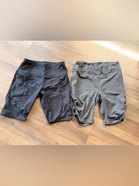 Black and Gray Athletic Bike Shorts Duo